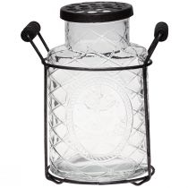 Produkt Wazon szklany z pokrywką, uchwyt na butelkę 16,5×8,5×18,5cm