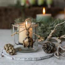 Szklana latarnia z uchwytem na tealight, czarny metal Ø9×H10cm