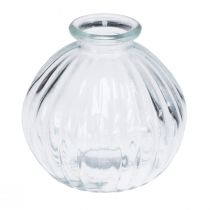 Produkt Mały szklany wazon Wazon kulisty z przezroczystymi rowkami Ø8,5cm W8cm