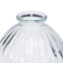Produkt Mały szklany wazon Wazon kulisty z przezroczystymi rowkami Ø8,5cm W8cm