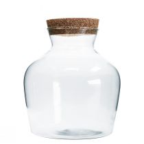 Dekoracyjne szkło z korkiem Dekoracyjny wazon przezroczysty bulwiasty Ø20cm W21cm