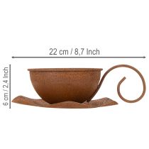 Produkt Doniczka i podstawka w kolorze rdzy, Ø17,5 cm, wys. 6 cm