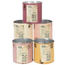 Produkt Puszka dekoracyjna w stylu shabby chic, metalowa, Ø11cm, wys. 10,5cm, różne kolory