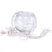 Produkt Wiszący kosz makramowy, szklany wazon dekoracyjny okrągły Ø13,5cm