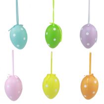 Produkt Pisanki wiszące plastikowe jajka w kropki 8x11,5cm 6szt