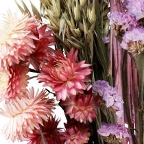 Produkt Bukiet suszonych kwiatów słomianych kwiatów plażowych liliowo-różowych 58cm