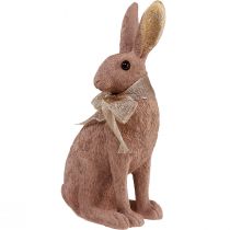 Produkt Dekoracja zajączka wielkanocnego Zajączek z kokardą brązowa dekoracja wielkanocna 25cm
