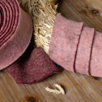 Produkt Wstążka filcowa dwukolorowa wstążka do doniczek wstążka z filcu wełnianego różowo-czerwona 7,5 cm 5 m