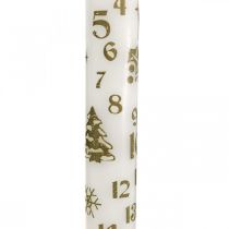 Kalendarz adwentowy świeca białe świece bożonarodzeniowe wys.25cm 2szt