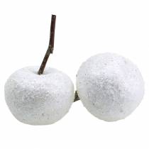Jabłka ozdobne białe z brokatem 5,5–6,5cm 12szt