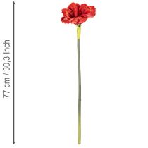 Produkt Sztuczny kwiat amarylis, czerwony, długa łodyga, do wazonu i kompozycji, 77 cm