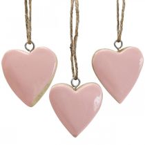 Zawieszka drewniane serca ozdobne serca różowe Ø5-5,5cm 12szt