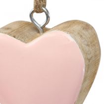 Zawieszka drewniane serca ozdobne serca różowe Ø5-5,5cm 12szt