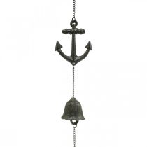 Wieszak dzwon kotwiczny, dzwonek wietrzny z dekoracją morską, żeliwo L47,5 cm
