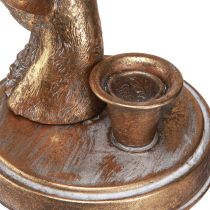 Produkt Zabytkowy świecznik szklana głowa jelenia, złoty, metalowy, 26cm