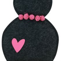 Produkt Dekoracja stołu Dekoracja zajączka wielkanocnego filcowa czarna z sercem 45cm 3 szt