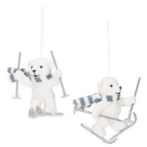 Produkt Zawieszka miś polarny na nartach z szalikiem do powieszenia, 10cm, 2 sztuki