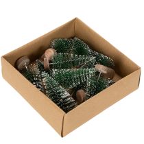 Produkt Sztuczne mini choinki jako dekoracja stołu na święta Bożego Narodzenia, ośnieżone, 6cm, 12 szt.