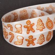 Produkt Wstążka prezentowa z piernikowymi figurkami. Świąteczna wstążka do prezentów bożonarodzeniowych. 25 mm x 18 m.