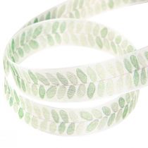 Produkt Wstążka Zielone Liście Wstążka Organza Dekoracyjna 25mm 18m
