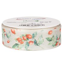 Produkt Wstążka prezentowa, jesienny wzór z owocami dzikiej róży i liśćmi, 40 mm x 18 m