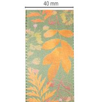 Produkt Wstążka dekoracyjna z motywem liści, dekoracja jesienna, 40mm x 15m