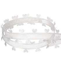 Produkt Dekoracyjna biała wstążka z serduszkami do kreatywnych pomysłów rękodzielniczych, 20 mm x 15 m