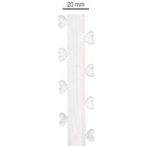 Produkt Dekoracyjna biała wstążka z serduszkami do kreatywnych pomysłów rękodzielniczych, 20 mm x 15 m