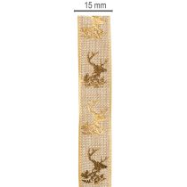 Produkt Wstążka dekoracyjna, wzór jelenia, wstążka świąteczna, 15 mm x 15 m
