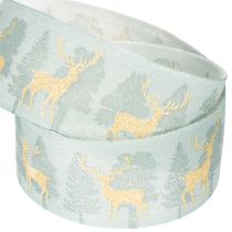Produkt Wstążka prezentowa z reniferem i choinkami, 40 mm x 18 m