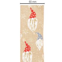 Produkt Wstążka dekoracyjna z krasnalami świątecznymi na wstążce jutowej, motyw zimowy, 60mm x 10m