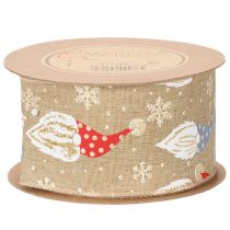 Produkt Wstążka dekoracyjna z krasnalami świątecznymi na wstążce jutowej, motyw zimowy, 60mm x 10m