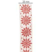Produkt Wstążka dekoracyjna z płatkami śniegu, do pakowania prezentów, zimowa, 25mm x 20m