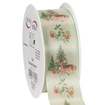 Produkt Wstążka dekoracyjna z motywem jelenia, lasu i kwiatów, 40mm x 15m