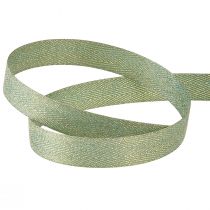 Produkt Wstążka prezentowa w jodełkę zielone złoto 15mm 20m