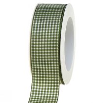 Produkt Wstążka prezentowa Wstążka ozdobna w kratkę zielona kremowa 40mm 20m