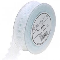 Produkt Wstążka z koronką, dekoracja ślubna, wstążka dekoracyjna biała szer.35mm dł.20m