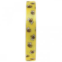 Wstążka dekoracyjna wiosenno-żółta, wstążka z pszczółkami B15mm L20m