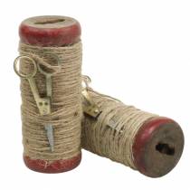 Produkt Szpulka z przędzą z ozdobnymi nożyczkami Ø6,5 cm W15 cm 2 szt. Styl vintage