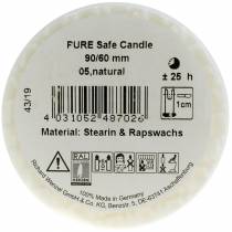 Produkt PURE Nature Safe Świeca okrągła ze stearyną, woskiem rzepakowym 90/60mm biała 1 szt.