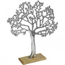 Dekoracyjne drzewko metalowe duże, metalowe drzewko srebrne drewno wys. 42,5 cm