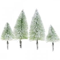 Ozdoba świąteczna zaśnieżona spinka Zielona W13/19cm 4szt