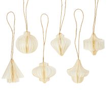 Produkt Ozdoby choinkowe papierowe, papier plaster miodu, biało-złote, 4 cm, 6 szt.