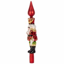 Produkt Figurka dziadka do orzechów na czubek choinki w kolorze czerwonym, na choinkę 28 cm, prawdziwe szkło