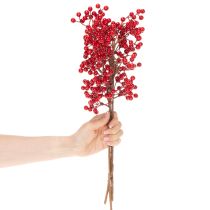 Produkt Sztuczna gałązka ostrokrzewu z czerwonymi jagodami, gałązka dekoracyjna do wazonów, 47 cm, 3 sztuki