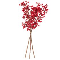 Produkt Sztuczna gałązka ostrokrzewu z czerwonymi jagodami, gałązka dekoracyjna do wazonów, 47 cm, 3 sztuki