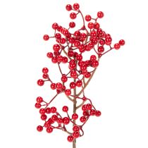 Produkt Sztuczna gałązka ostrokrzewu z czerwonymi jagodami, gałązka dekoracyjna do wazonów, 47 cm, 3 sztuki