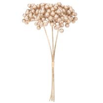 Produkt Sztuczna gałązka jagód, dekoracja w kolorze szampańskim, 28 cm, 3 sztuki