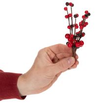 Produkt Sztuczna gałązka z czerwonymi jagodami, 15cm, 6 szt.