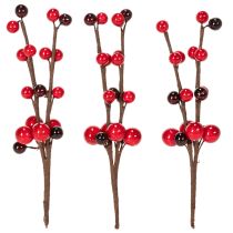 Produkt Sztuczna gałązka z czerwonymi jagodami, 15cm, 6 szt.